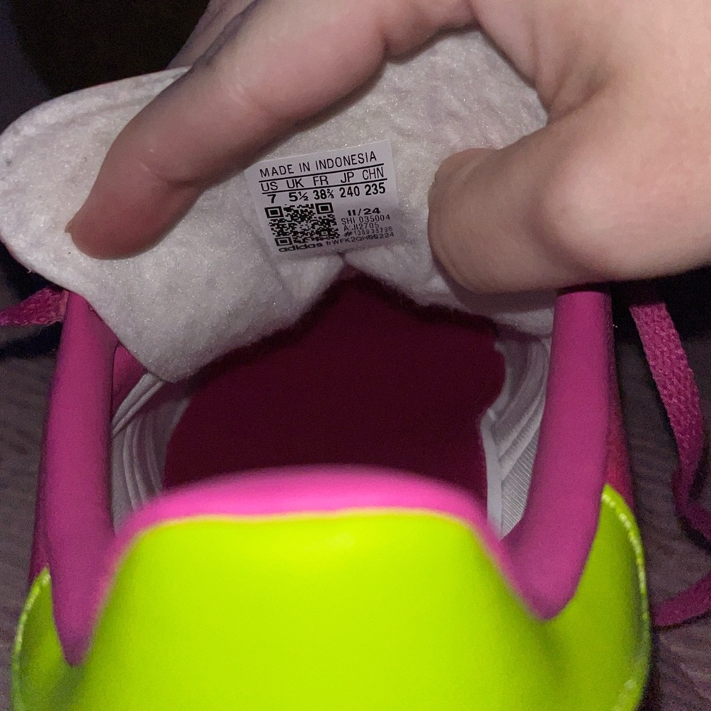Adidas Neon Pink and Lime Sneakers Gazelles - Picture 3 of 8